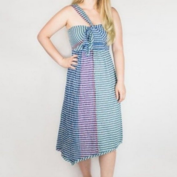 Anthro Maeve Waverly Gingham One Shoulder Dress - Picture 8 of 10